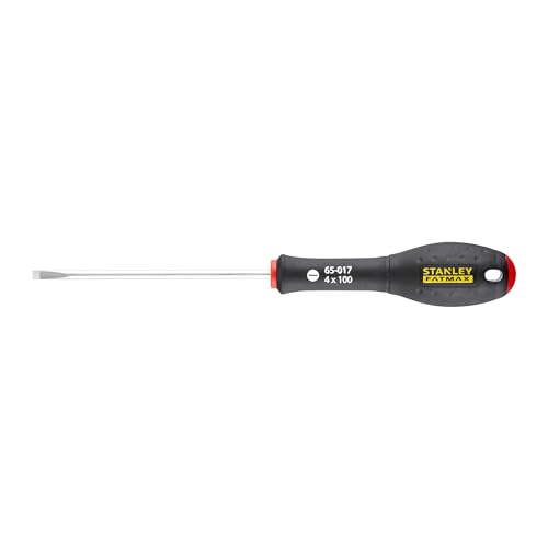 STANLEY 0-65-017 Tournevis, 4 X 100 Mm - Gamme FATMAX - Fabriqué En France - Lame En Acier - Liaison Quasi Incassable - Poignée Soft-Grip - Sablage De L'Empreinte