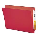 Smead Colored End Tab File Folder, Shelf-Master Reinforced Straight-Cut Tab, Letter Size, Red, 100 per Box (25710)