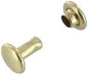 RV664 Double Cap Rivet, Cap 6mm, Post 6.4mm, Natural Brass, Solid Brass (100 per bag)