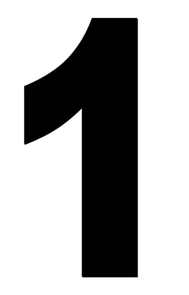 Merriway BH04025 (4 Pcs) Black Vinyl Stick-On Wheelie Bin Post Box Crate Dust Bin Numbers 75mm (3 inch) Number 1 - Pack of 4 Pieces