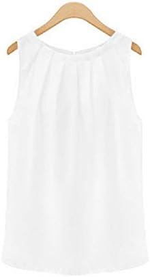 AL001 Women Blouse Roupas Femininas Sexy Fold Sleeveless Chiffon Ladies Casual Tops Clothing White X-Large
