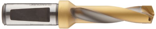 Sandvik Coromant Delta Carbide-Tipped Drill Bit, Short Length, TiN Finish, Whistle Notch Shank, Coolant Through, 140 Degree Point, 24.5mm Size