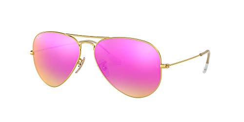 Ray Ban Rb3025 Classic Mirrored Aviator Sunglasses Matte Gold Green Violet 58 Mm Pricepulse