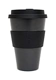 Joe Cup Reusable Coffee Cup for Travel To Go 16oz | Takeaway Bamboo Mug with Lid & Spill Stopper | Plastic & BPA Free | Dishwasher Safe Portable Eco Cup | Organic Bamboo Fiber | Black, 16 oz