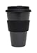 Joe Cup Reusable Coffee Cup for Travel To Go 16oz | Takeaway Bamboo Mug with Lid & Spill Stopper | Plastic & BPA Free | Dishwasher Safe Portable Eco Cup | Organic Bamboo Fiber | Black, 16 oz