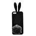 Newstore Cute Lovely Black Bunny Rabbit Silicone Soft Case Cover Skin for Apple iPhone 5/5S with Furry Tail