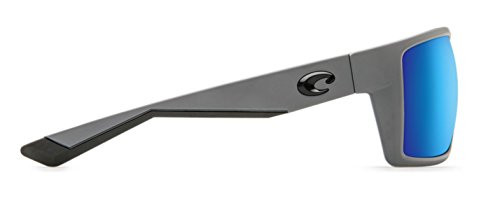 Costa del Mar Men's Reefton Polarized Iridium Rectangular Sunglasses, Matte Gray, 63.7 mm