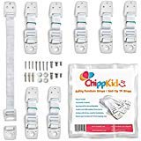 Furniture wall straps / Anti tip TV safety straps by ChippKid ✮ Easy to Install ✮ [8 pack] Top quality childproofing Earthquake Straps | Anchor any furniture or TV. Secure your home now! - Thumbnail 2