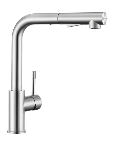 Sofetiy Kitchen Faucet Extendable Kitchen Faucet with Shower Two Types of Water Jet High Pressure Kitchen Faucet Brushed Stainless Steel Single Handle Kitchen Faucet 360° Rotation | Two kinds of water jet, 360° rotation, hot and cold water, stainless steel, single lever sink faucet