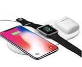 Ruishion Wireless Fast Charger Applicable to Watch Series 4/3/2/1 iPhone Xs XR Max Galaxy Note 8 Upgraded 3 in 1 Wireless Charger Pad Compatible with All Qi-Enable Devices(30W AC Adapter Included)