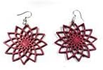 Green Tree JewelryStar Flower Earrings Wine Wood Wooden Laser Cut #1234