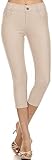 Yelete Women's Basic Solid Color Cotton Blend Capri