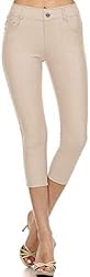 Yelete Women's Basic Solid Color Cotton Blend Capri