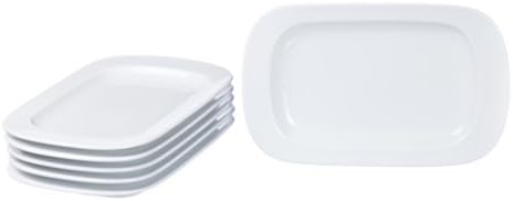 Rectangular Serving/Dinner Platters - Dinner Plates Set - Trays for Parties (3 size), Durable White Porcelain, Restaurant&Hotel Quality (1, 6'' x 9.6'')