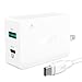 AUKEY Amp USB Wall Charger with USB C & USB Port for iPhone 7 / 7 Plus, Samsung S7 / Edge, LG G5, HTC 10, Nexus 5X / 6P & More - White