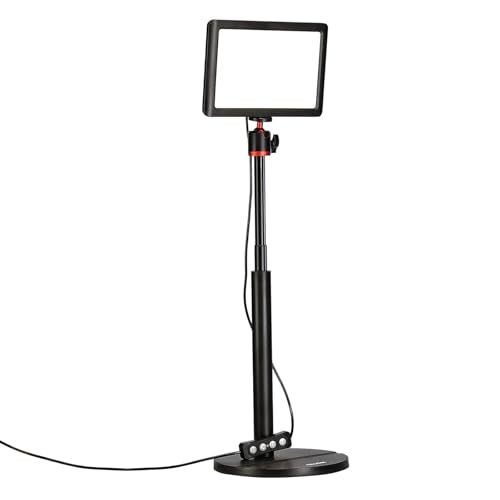 Rollei Lumis Key-Light, LED Videolicht inkl. Tischstativ mit Fernbedienung am Kabel zum Ausleuchten von Video-Streams und Konferenzen 28555 schwarz