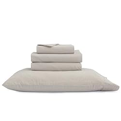 BESTOUCH Sheet Set 100% Washed Cotton Linen Feel