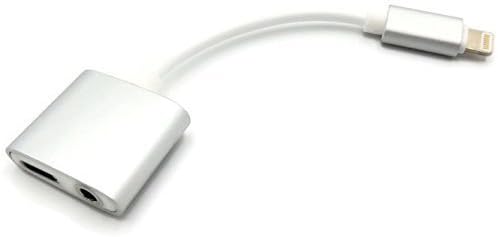 iPhone 7/ 7 Plus Adapter and Splitter - 2 in 1 Lightning Adapter, Lightning and 3.5mm Aux (Charging + Listening) Silver