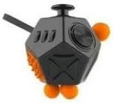 12-Sided Hand Fidget: Lots of Buttons, Switches, Dials - Great Stress Reliever (Black and Orange)