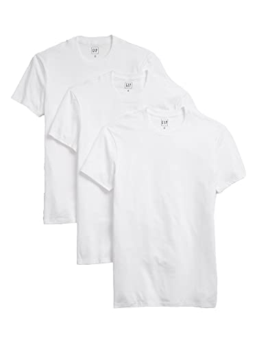 GAP mens Crew Neck T-shirt (3-pack) Base Layer Top, Optic White, Medium US