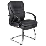 Boss Office Products CaressoftPlus Guest Chair with Chrome Base in Black