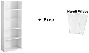 Mainstays Home 5-Shelf Wood Bookcase - (5-Shelf, White + Handi Wipes)