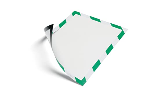 Durable Durafram Security Magnetic Frame | A4 Format in Green/White | Pack of 5 Frames | Document Frame for Internal Safety Signage