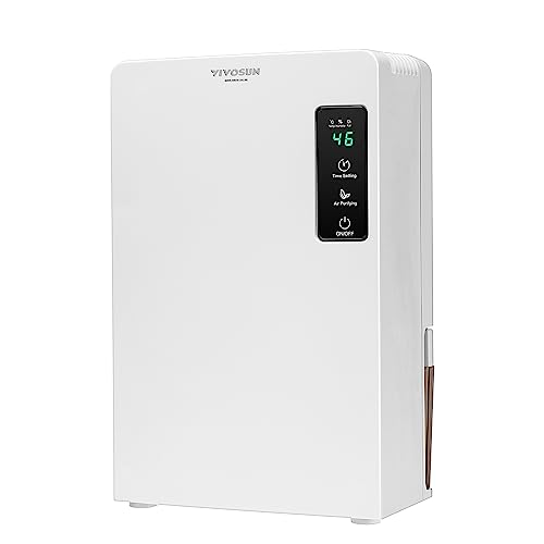 Photo 1 of VIVOSUN Electric Mini Dehumidifier, Ultra-Quiet Auto Defrost Dehumidifier with Timer, 2200ML Water Tank and Drain Hose for Basement or Closets, Bedrooms, Showers, and Other Small Rooms