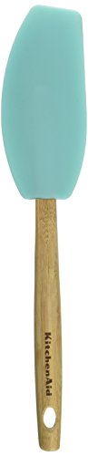 Kitchen Aid Silicone Mixer Spatula With Bamboo Handle, Aqua Sky