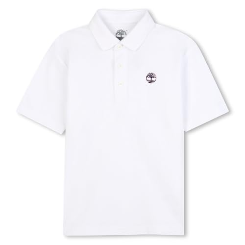 Timberland T60580 Polo pour garçon, Blanc, 8 Ans