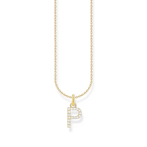 THOMAS SABO Kette mit Buchstaben-Anhänger P vergoldet 750 Gelbgold Vergoldung, 925 Sterlingsilber