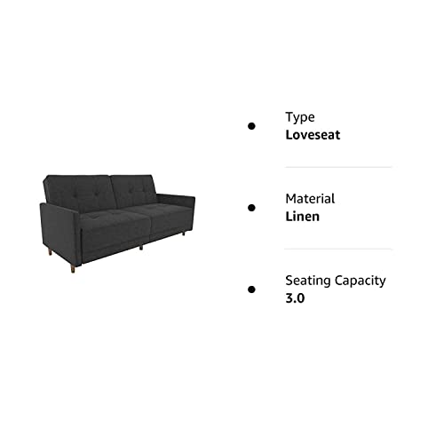 DHP Andora Coil Futon Sofa Bed Couch with Mid Century Modern Design Grey Linen Pricepulse