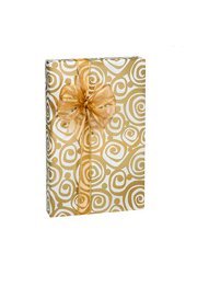 Metallic Gold and White Scroll Wedding Wrap Wrapping Paper 15 Foot Roll