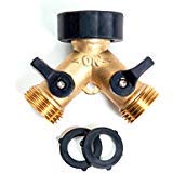 Gardenirvana Solid Brass, Heavy Duty 2 way Y connector valve splitter with wide grip converts 1 spigot into 2