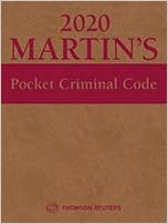 2020 Martin S Pocket Criminal Code Thomson Reuters 9780779890767 Textbooks Amazon Canada