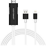 Lightning to HDMI Cable Adapter, Cozysmart Lightning Digital AV Adapter to 1080P HDTV for iPhone 8/8 Plus,iPhone X,iPhone 7/7Plus,iPad Air/Mini/Pro,iPod,Plug and Play