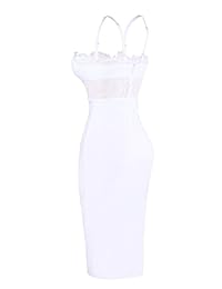 UONBOX vestido sexy de encaje sin espalda con tirantes para cóctel, fiesta