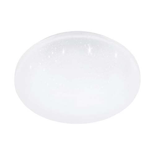 EGLO LED Deckenlampe Frania-IP, Deckenleuchte Badezimmer mit Kristall-Effekt, Lampe Decke aus weißem Metall und Kunststoff, Badlampe warmweiß, neutralweiß, kaltweiß, IP44, Ø 31 cm