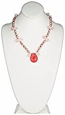 Rose Quartz Briolle, Pink Pearl Necklace with Cherry Quartz Pendant