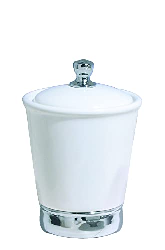 iDesign York Ceramic Bathroom Vanity Canister, White/Chrome