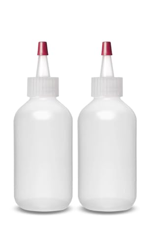 ljdeals 2 oz Plastic Squeeze Bottles with Yorker Caps, for condiments, glues, hair color, craft, sauce and more, Pack of 2, BPA Free, Made in USA