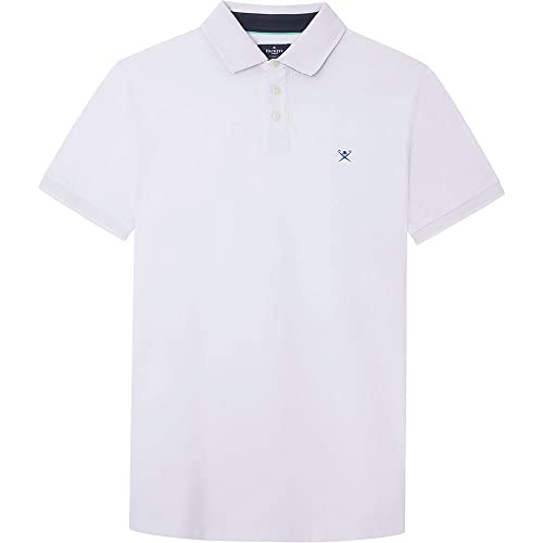 Hackett London Swim Print Trim Polo Camisa, Blanco, XS para Hombre