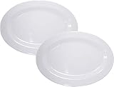 Virtual Elements Set of Two Melamine Oval Serving Tray White 18 by 13.3 Inches