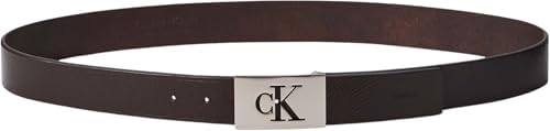 Uomo Cintura Mono Plaque Chiusura con Placchetta, Marrone (Ck Dark Brown/Pewter), 115 cm