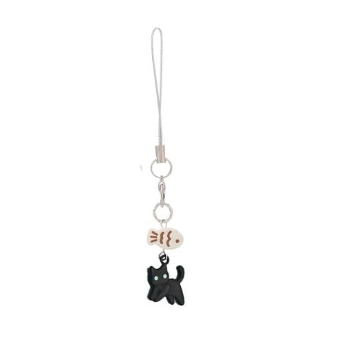 Black Cat Phone Charm Cute Kawaii Cat Fish Phone Bag Charm Accessories