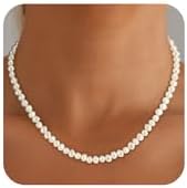 Fezodo Pearl Necklaces for Women, Dainty White Pearl Choker Necklace Tiny Small Pearls Necklace Bridesmaid Necklaces for Wedding Prom Pearls Jewelry Gifts