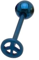 JKLTitanium Anodizing on 316L Stainless Steel Peace Sign Tongue Ring