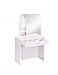 Coaster Home Furnishings Harvey Contemporary 3-Piece 1-Drawer Makeup Vanity Desk with Jewelry Storage Vanity Mirror and White Faux Leather Upholstered Storage Vanity Stool White 300290