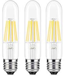 T10 LED Filament Bulb Tubular Light Bulb,6W Dimmable Tubular LED Bulbs, 60W Equivalent, 2700K Soft Warm White, E27 Screw, 550 Lumen, Dimmable, 3-Pack (6)