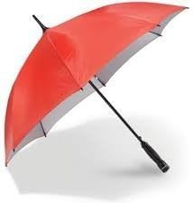 Folding Umbrella with Built-In Fan - Large 48" (Red)